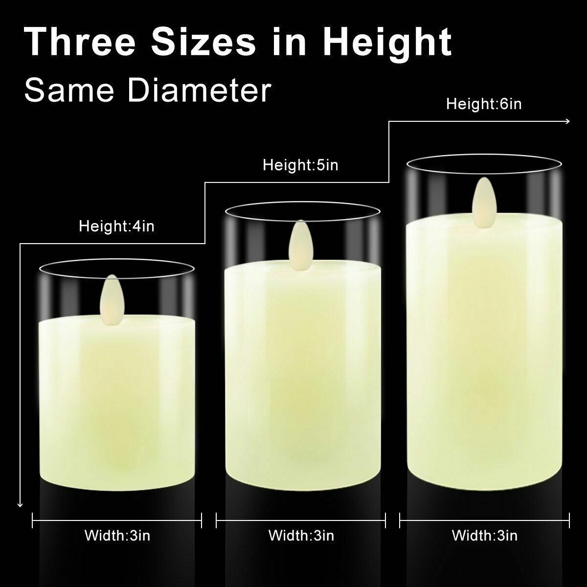 3Pcs Multi-Color Flameless LED Glass Candles Battery Remote Valentines Day Decor