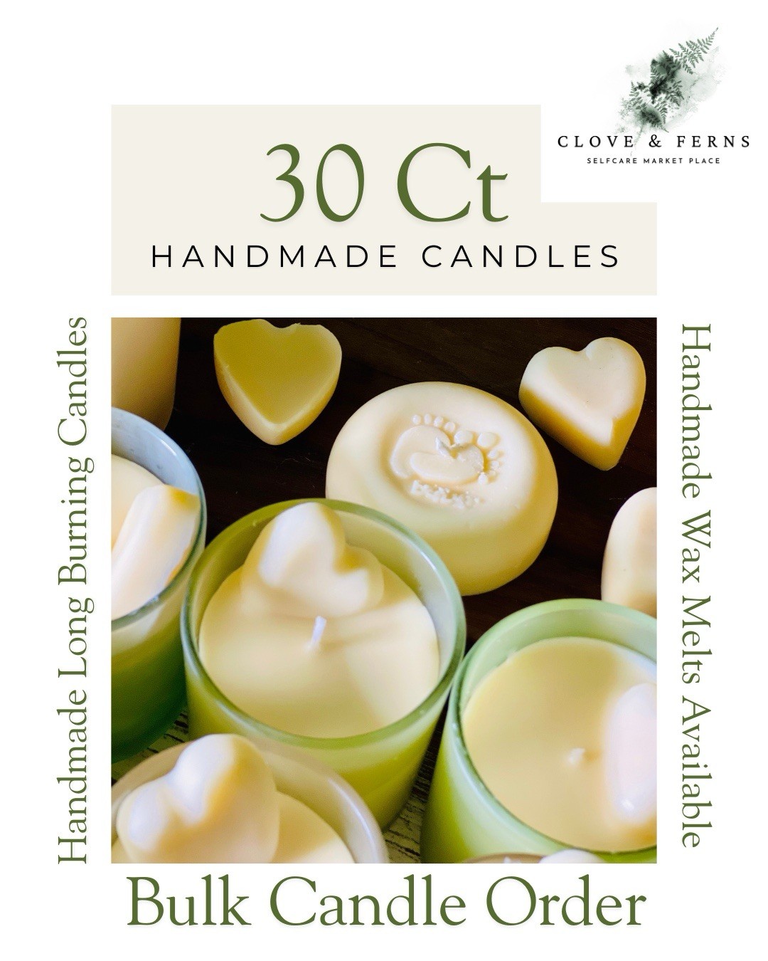 50 ct Wholesale Handmade Soy Beeswax Candles Order-Party Favors