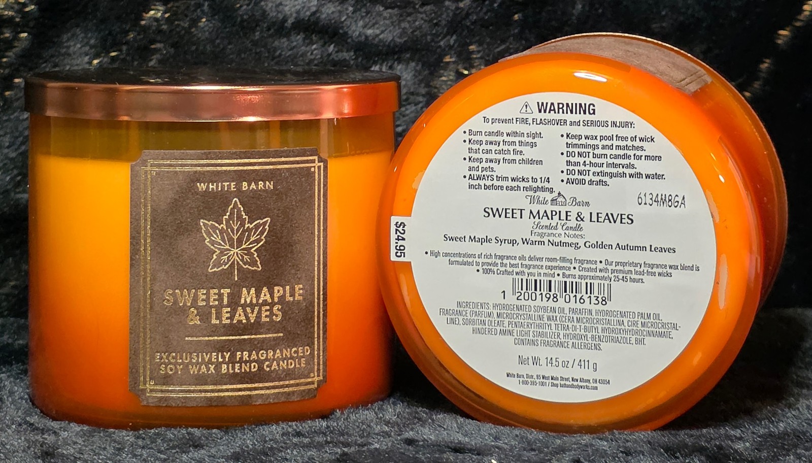 Bath & Body Works Sweet Maple & Leaves Three Wick Candles x2- NEW