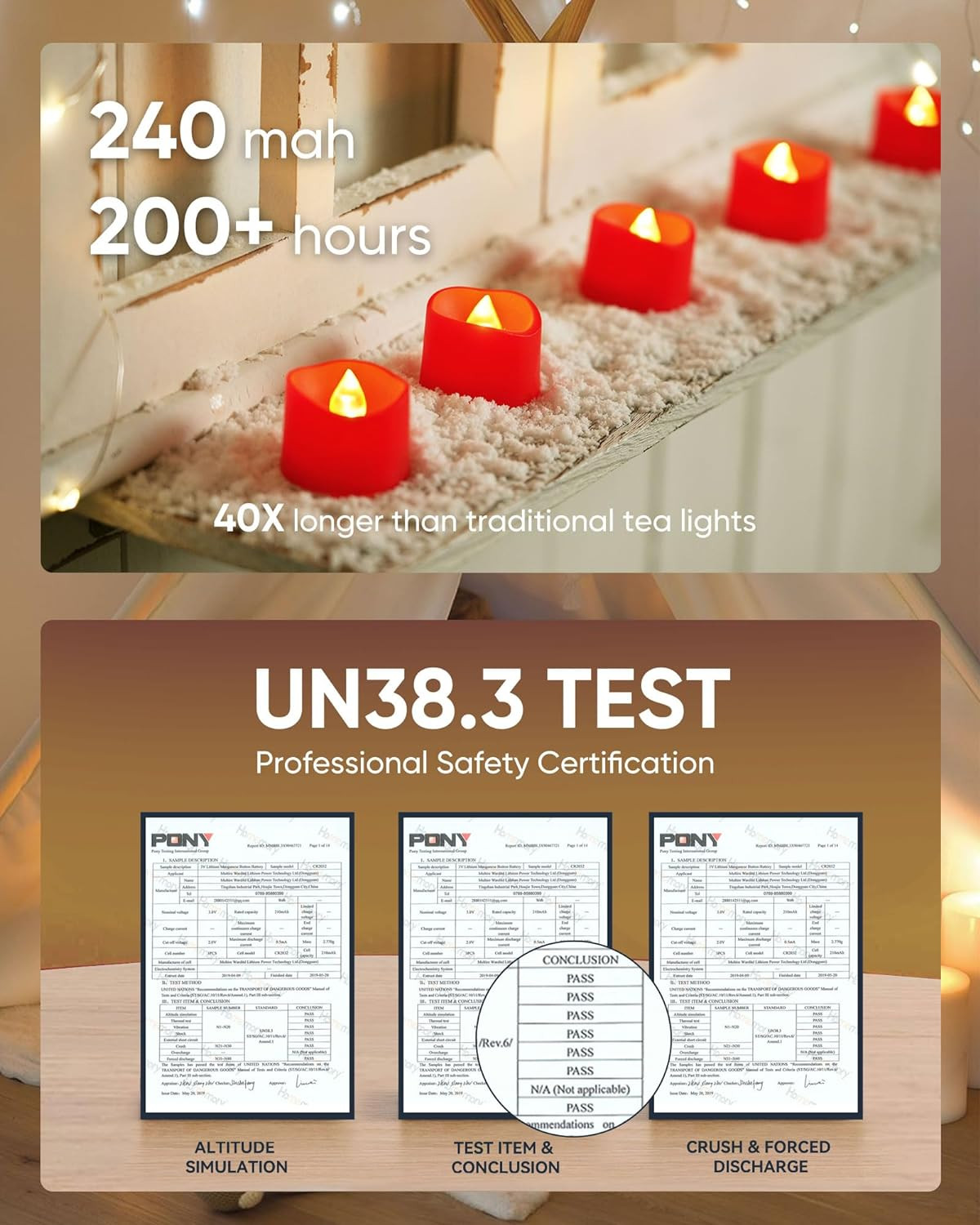 12pc Red Tea Lights Candles Battery Operated, 200hr Flameless Flickering Candles