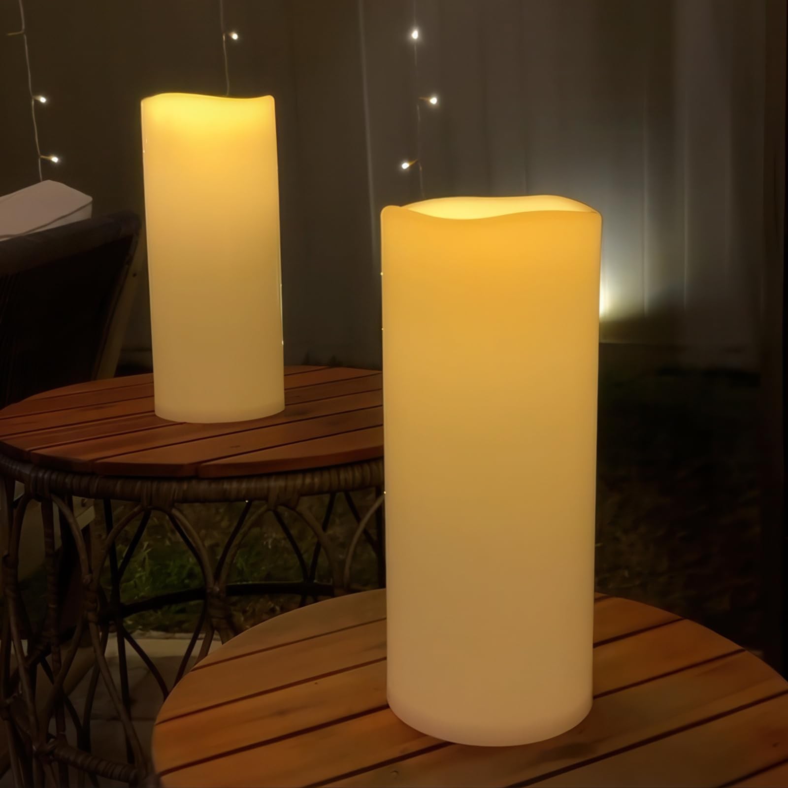 Large Outdoor Flameless Candles 12″ x 5″ – Waterproof Pillar Flickering Candl…