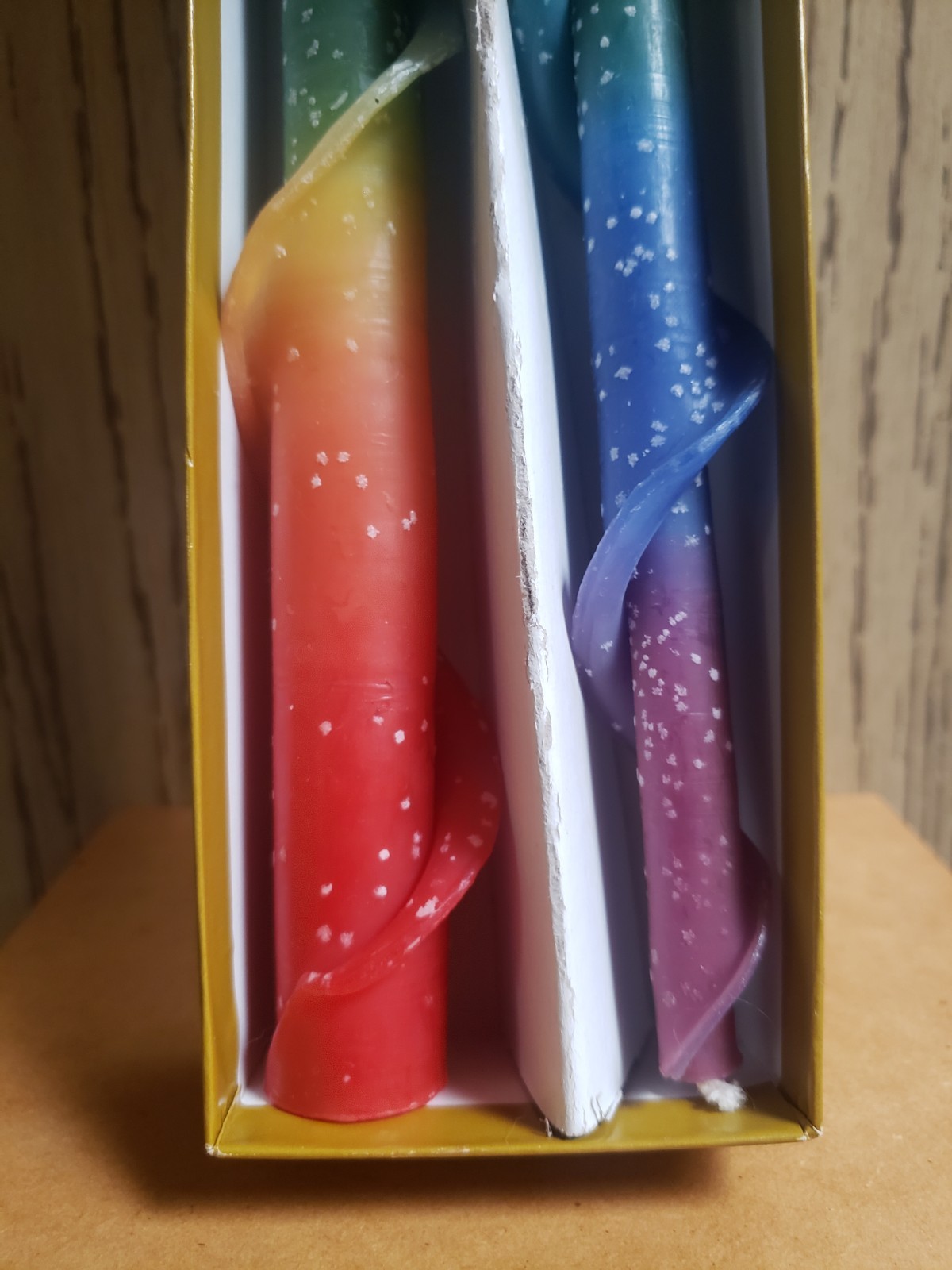 VTG Hurd Beeswax Candles RAINBOW Spiral Tapers Freemark Abbey St. Helena CA NIB