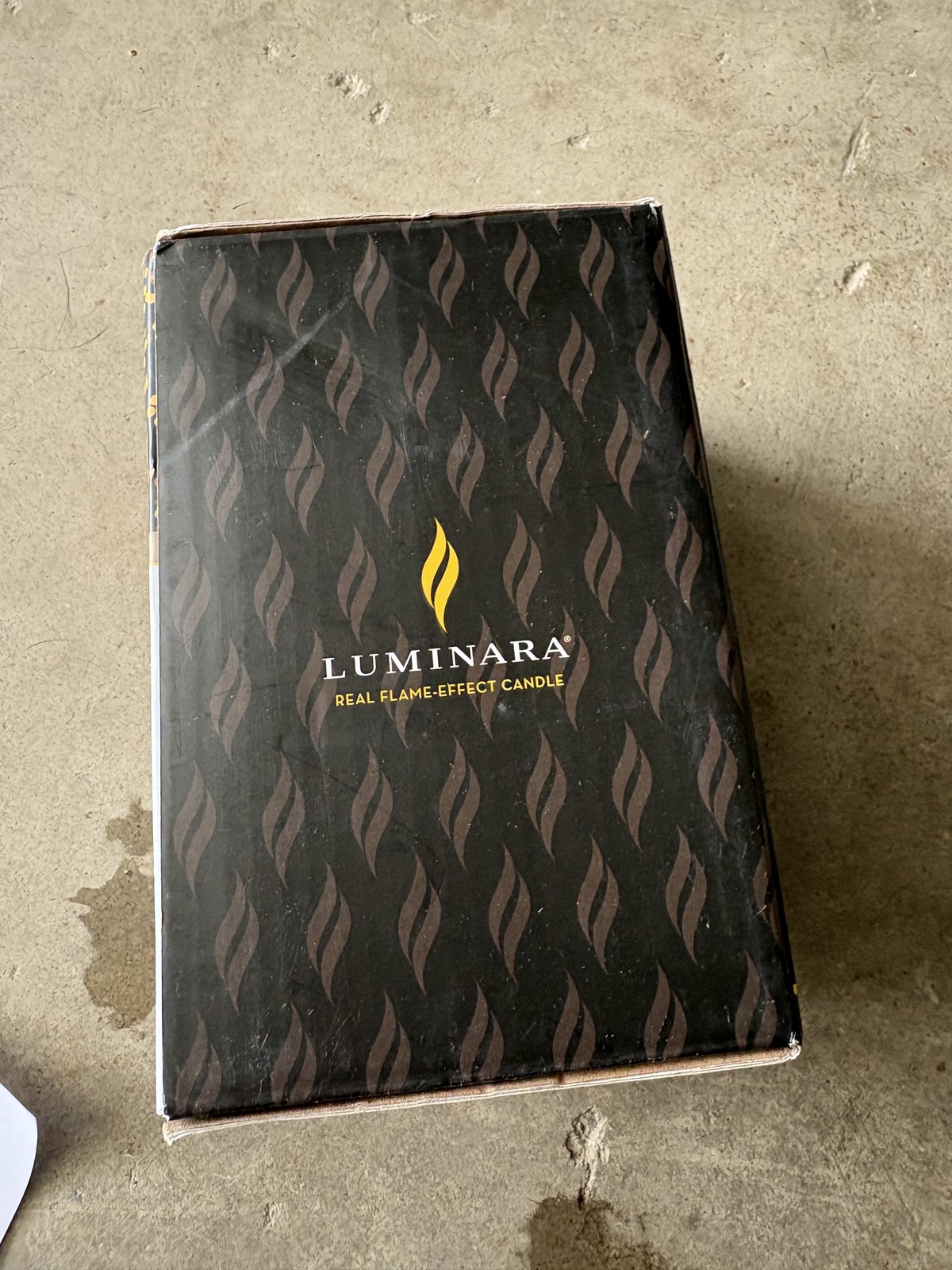 Luminara 3″x4.5″ Glitter Stripe Pillar Flameless Candle White Red Real Wax Timer
