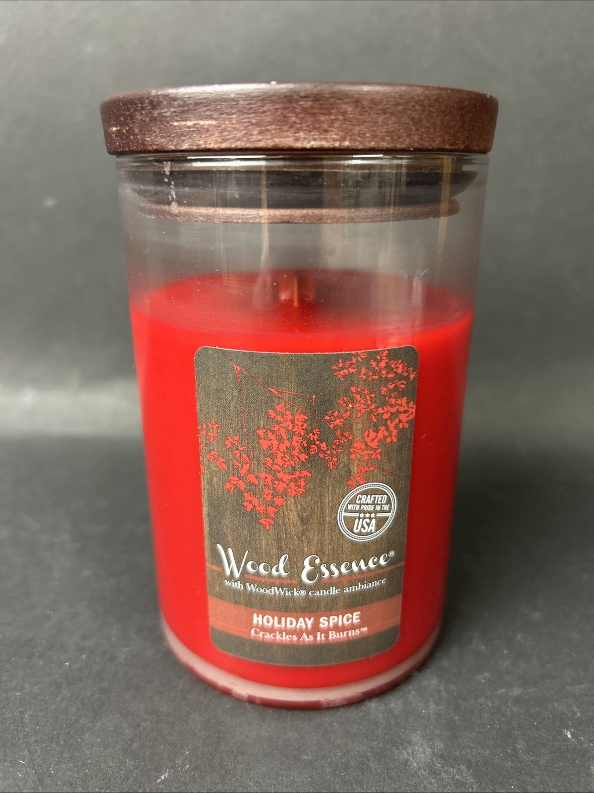 WoodWick Wood Essence Holiday Spice Scented Candle Pluswick Crackle Wood Wick