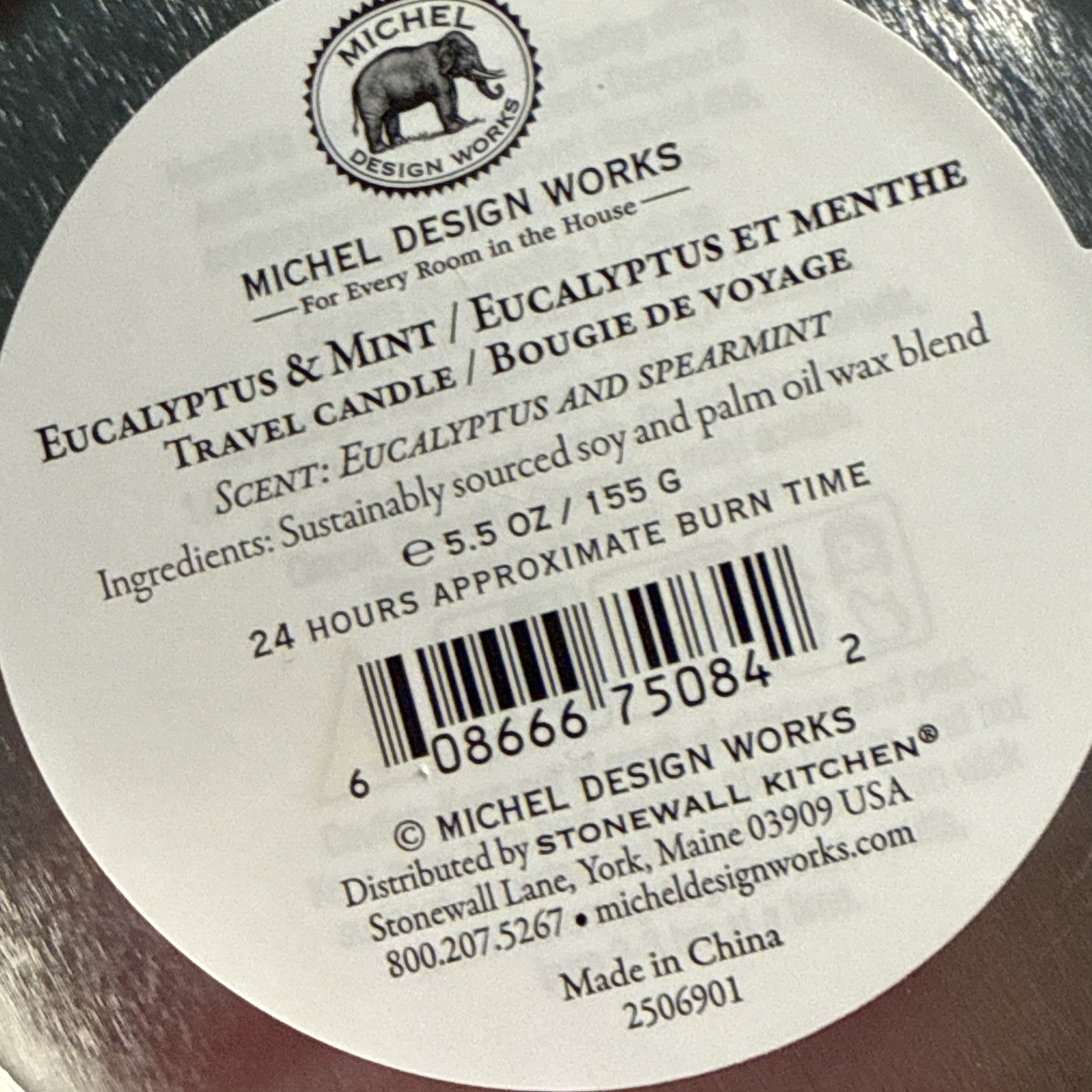 Two MICHEL DESIGN WORKS Eucalyptus & Mint Candle 5.5 oz X 2 Great for Travel!