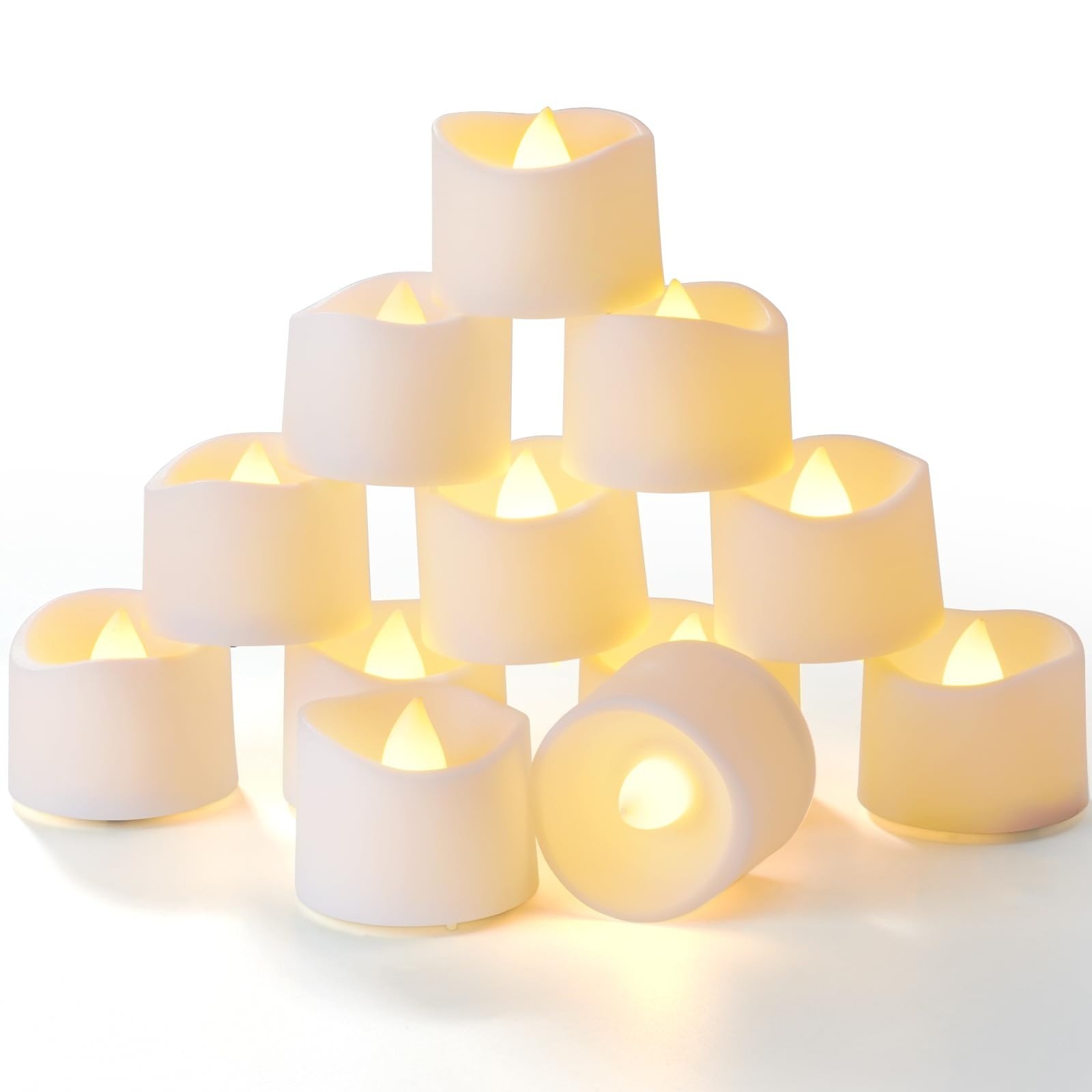 Homemory 12-Pack Flameless LED Tea Lights Timer Flickering Votive Candles