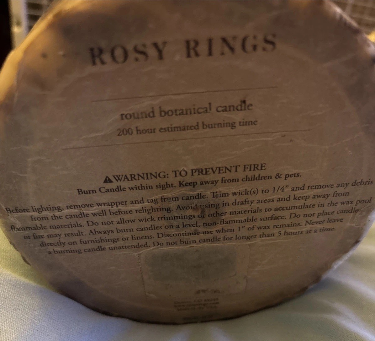 Rosy Rings Botanical Candle, 6.5” With Natural Elements Embedded. 200 Hours