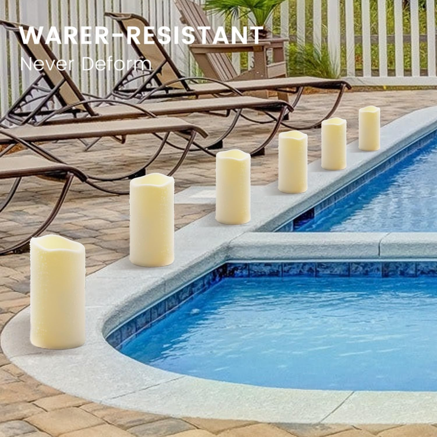 2PACK Outdoor Plastic Flameless Candles with Remote Control and Timer, LED Flick