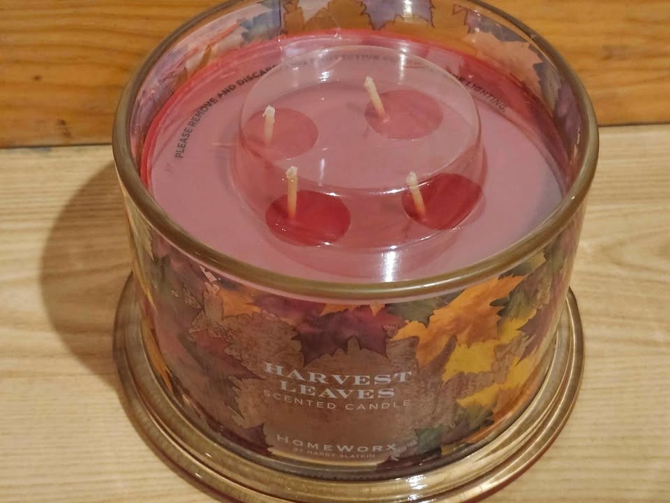 LOT OF 2 NEW HOMEWORX BY HARRY SLATKIN HARVEST LEAVES 4 WICK 18 OZ JAR CANDLE