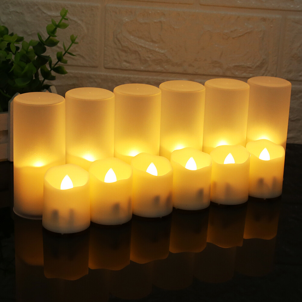 6PCS Rechargeable Flameless Flickering LED Candles Tea Lights with Timer Remote