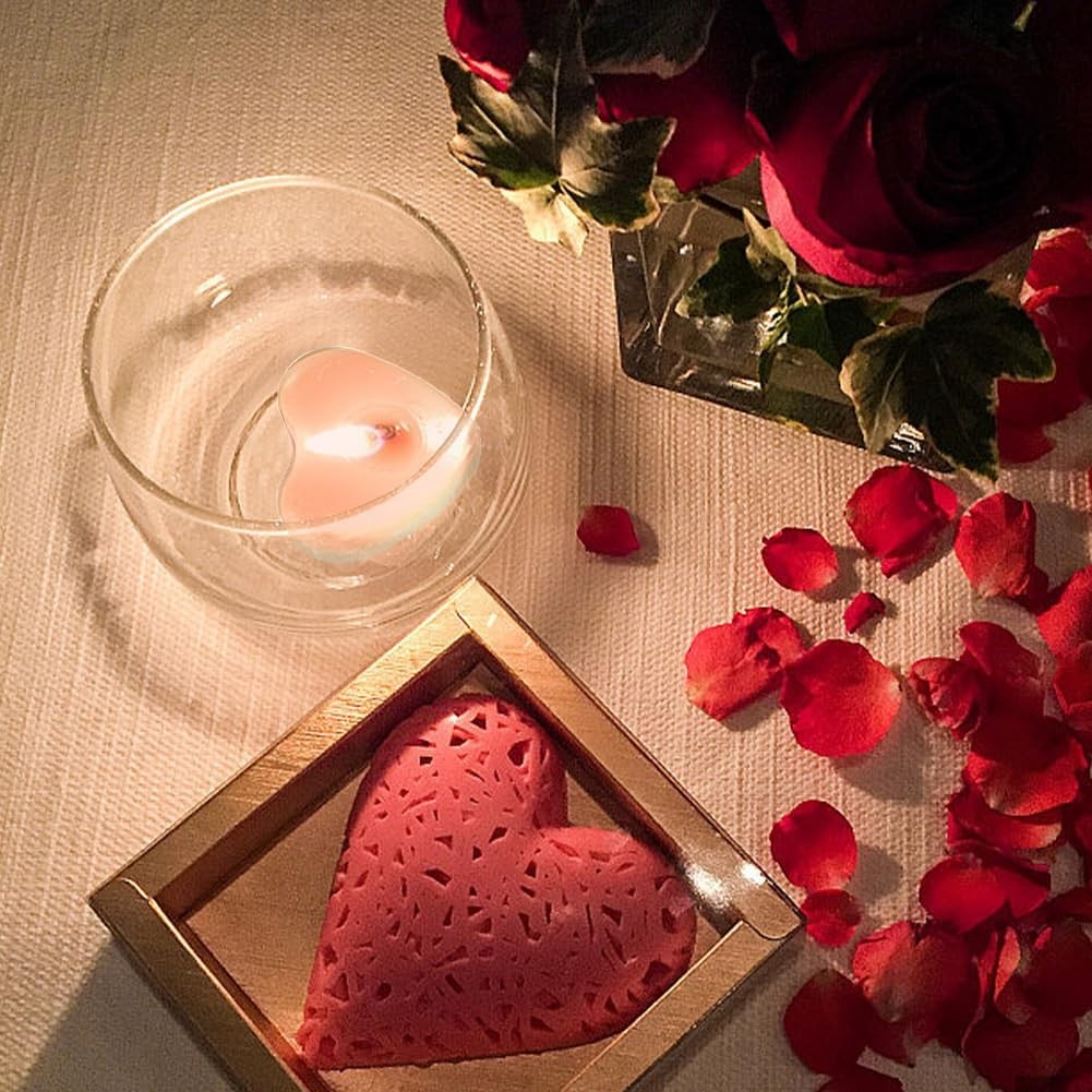 50PCS Pink Heart Shaped Unscented Tea Light Candles 1.5-2 Hour Wedding Decor