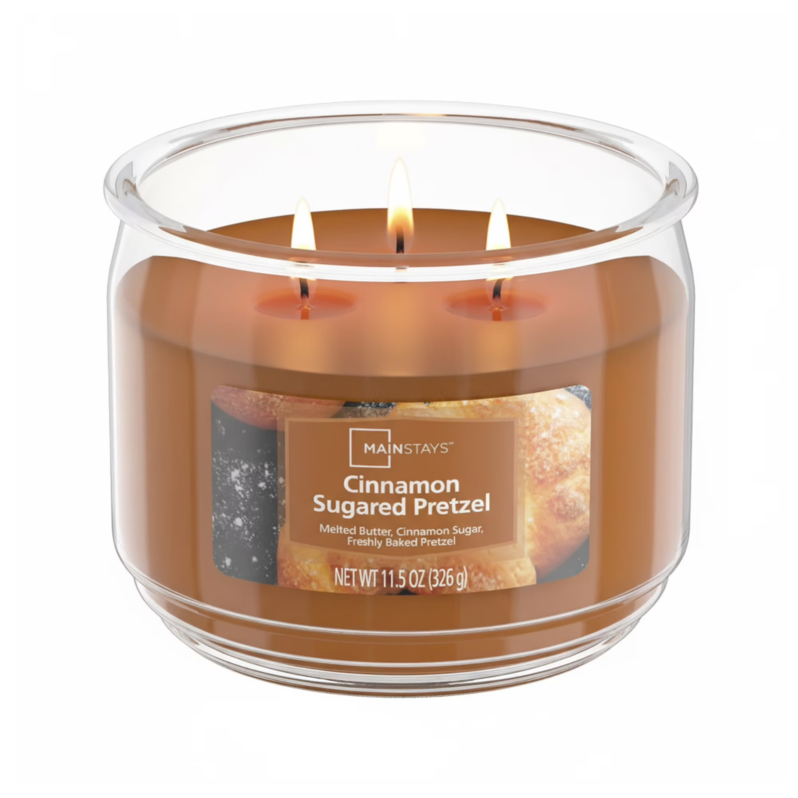Pack of 2 ,3-Wick Cinnamon Sugared Pretzel Scented Glass Jar Candle, 11.5 oz …