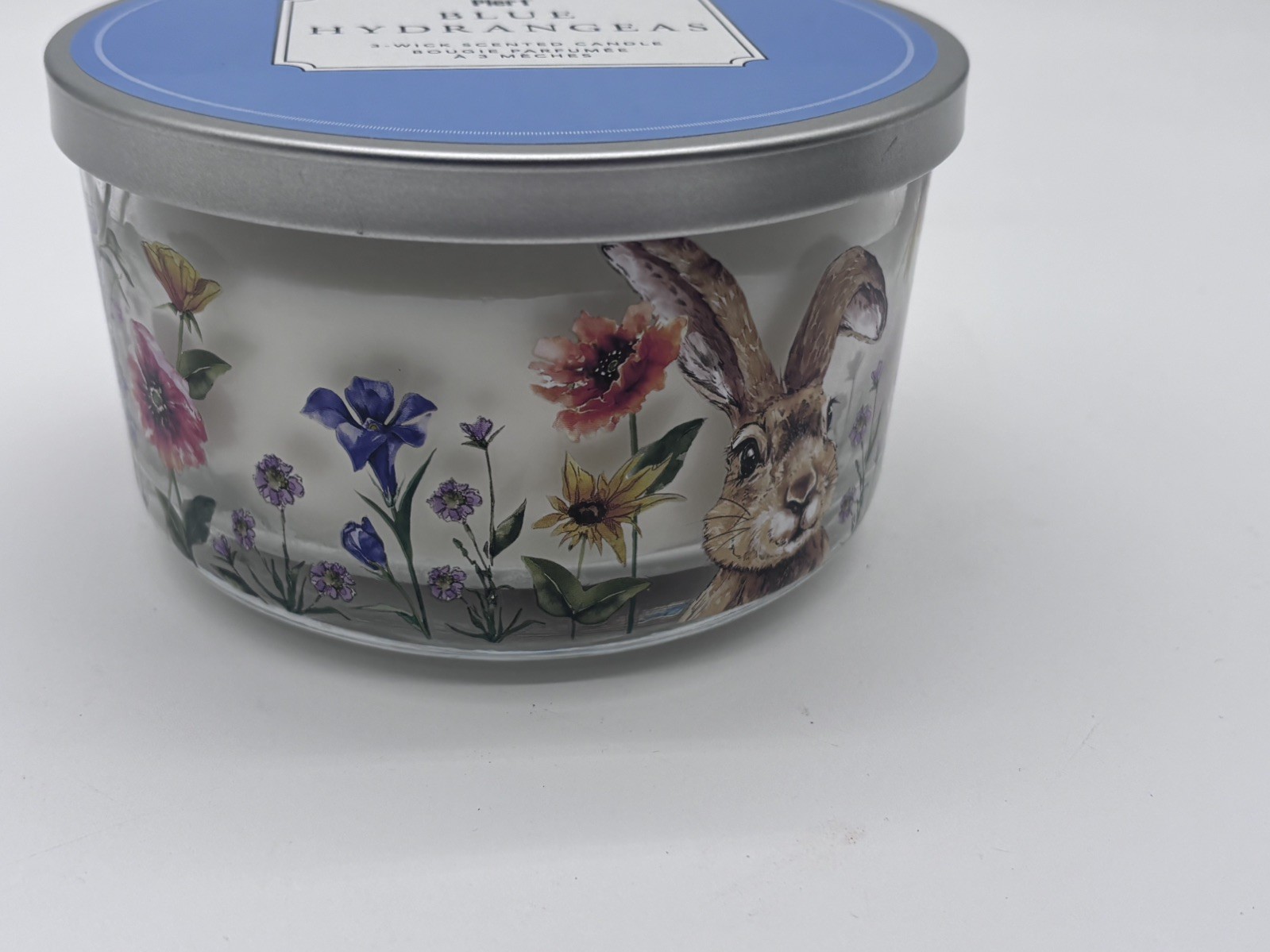 Pier 1 Imports Blue Hydrangeas Three 3 Wick Scented Candle New Rare 14oz