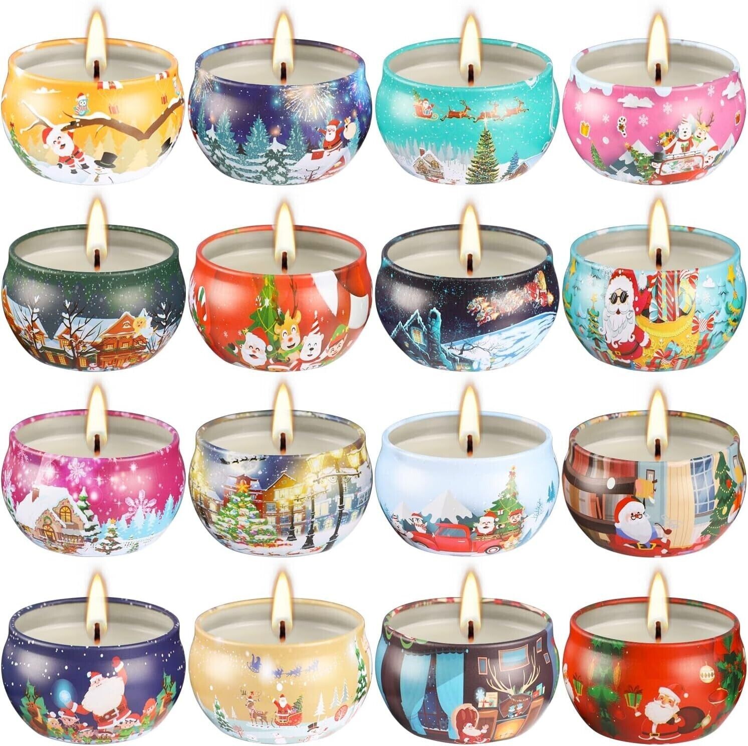 16 Pack Christmas Scented Candles Gift Sets, Natural Soy Wax 2.5 Oz Unit