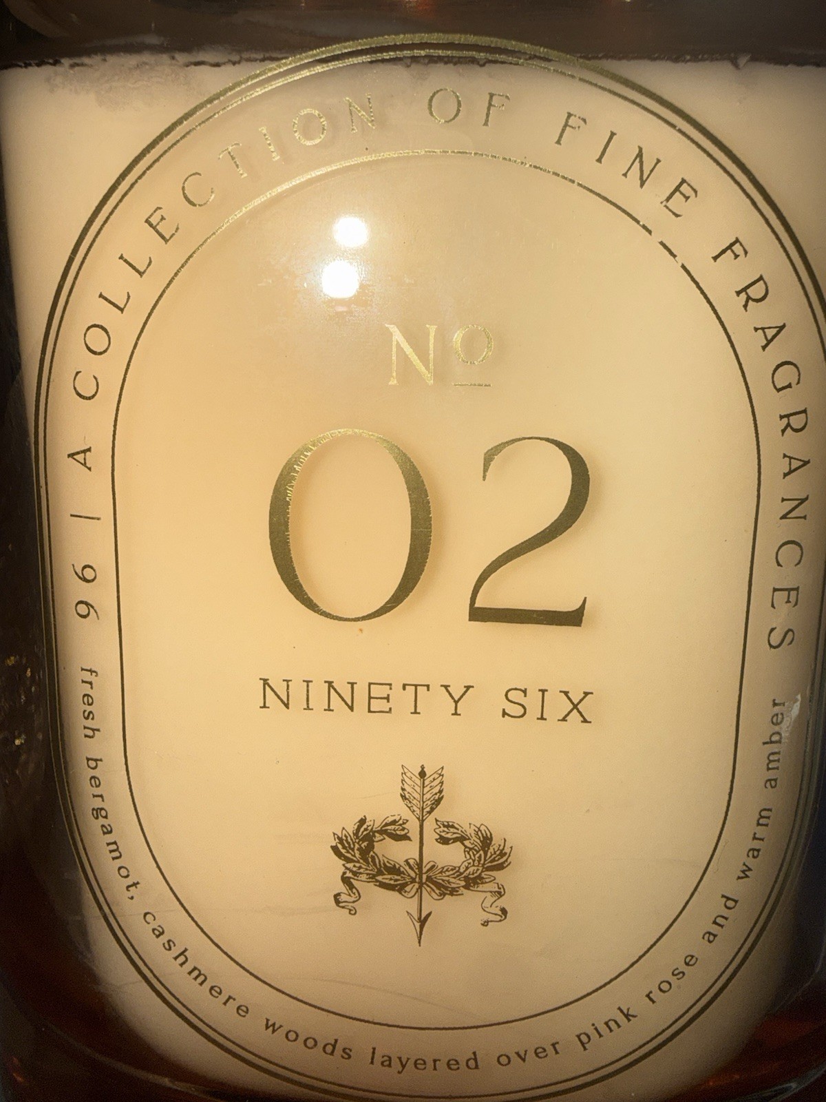 Ninety Six No 02 Candle 26 oz 3-Wick Large Premium Bergamot Rose Amber DW Home