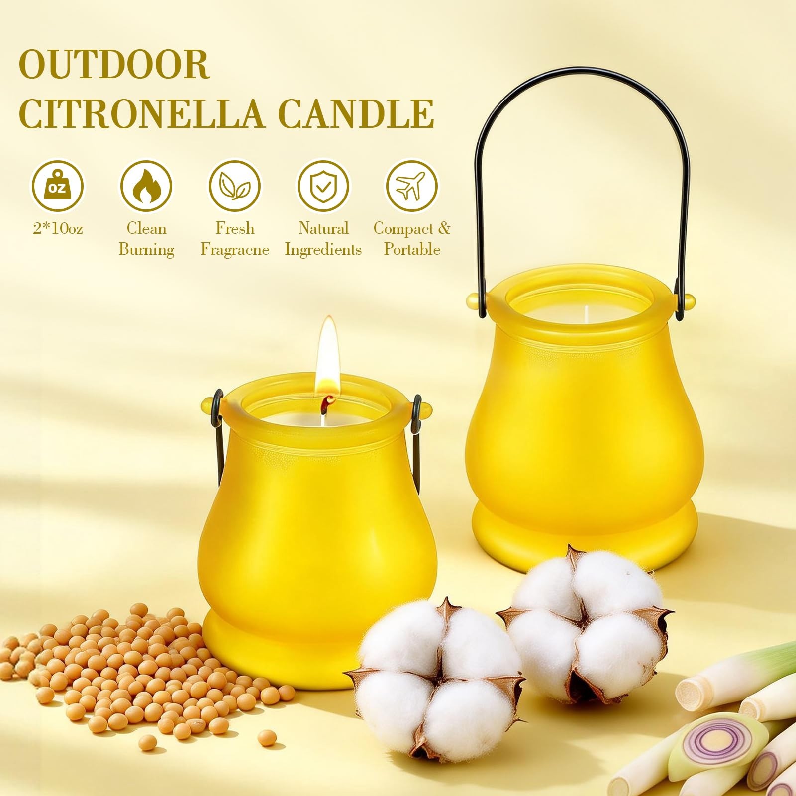 Citronella Candles Outdoor, 2 Pack 20oz Soy Wax Large Citronella Candles, 120…