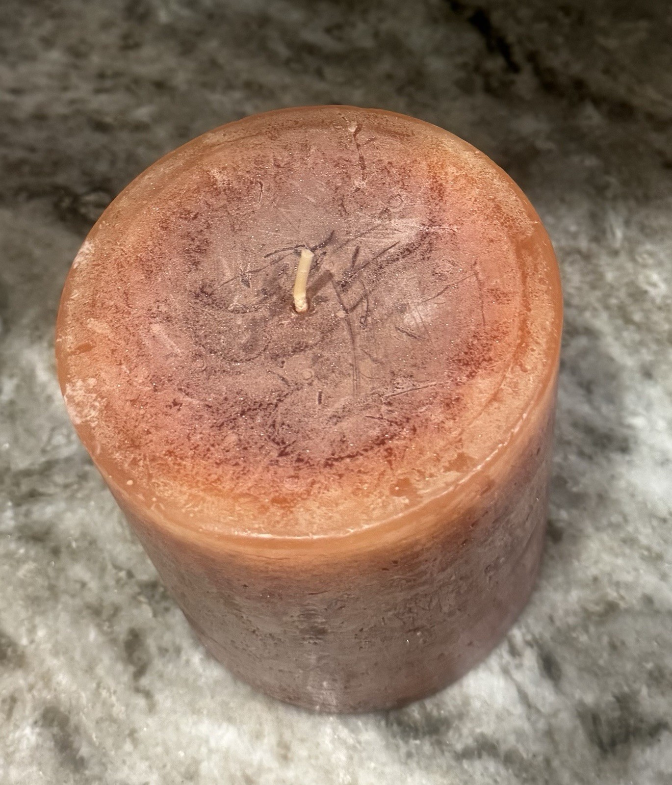 Pier 1 Imports Unscented Brown/Red Rustic 4″ x 4″ Pillar Candle Discontinied NEW