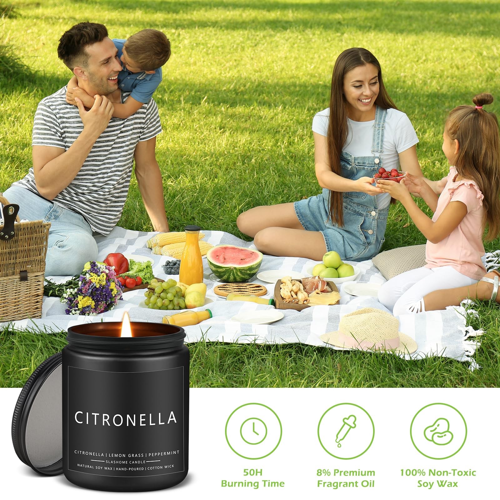 Citronella Candles Outdoor, Scented Candles Soy Jar Candle for Outdoor Patio …