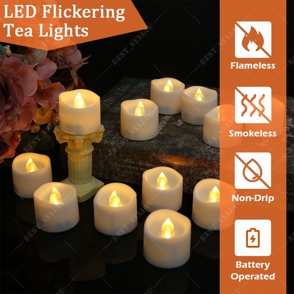 24pcs Flickering LED Tea Lights Candle Lamp Battery Operated with Remote Control