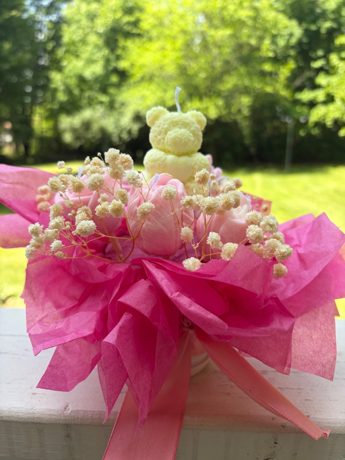 candle flower bouquet, custom color and smell fragrance 8 x 8