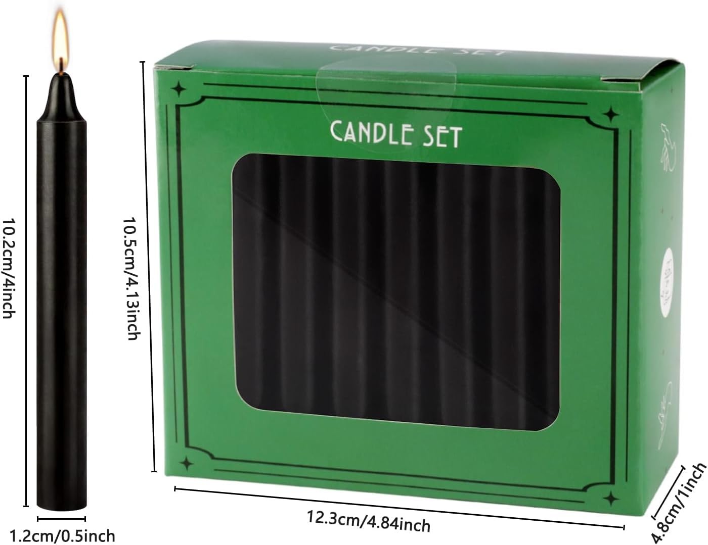 YOROXRG Set of 40 Black Candles – Spell Chime Candles for Halloween, Rituals,…