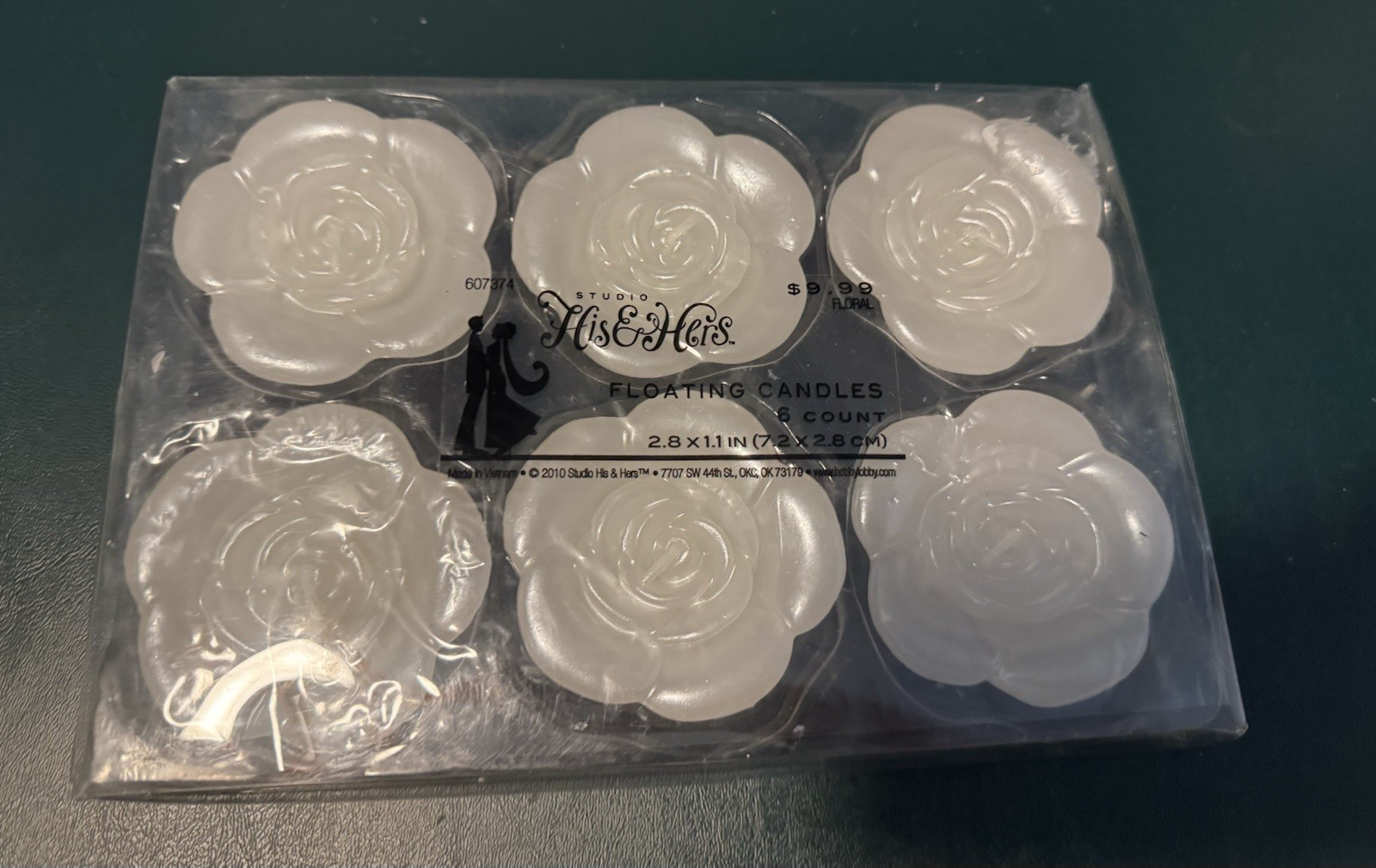 NEW 6 Pearl White Rose Floating Candles Party Centerpieces Wedding 2.8” x 1.1”