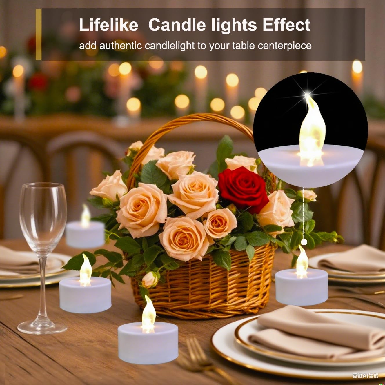 Battery tealights ,24 Pack Realistic and Bright Flickering Last 200 hours Lon…