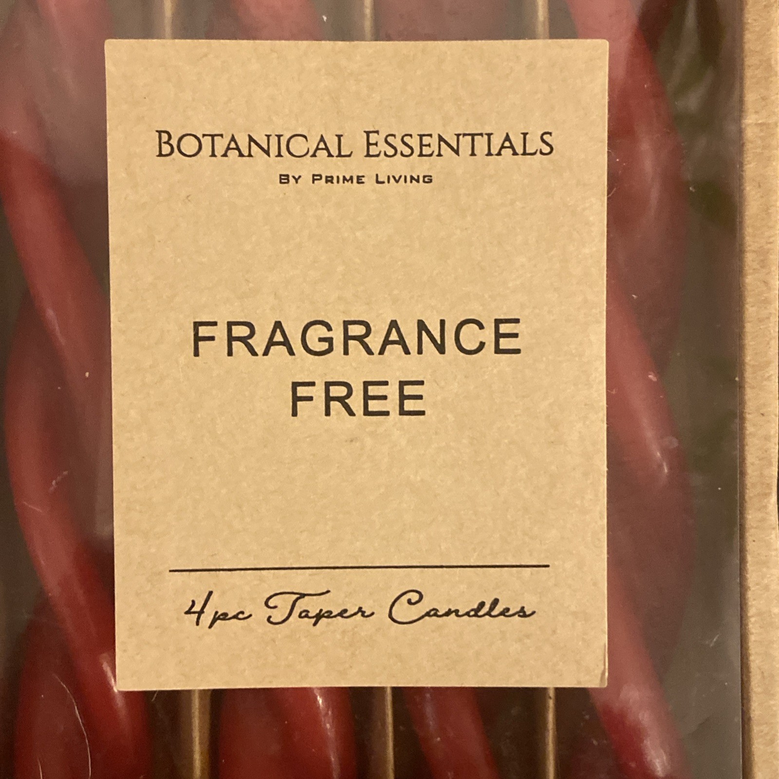 Botanical Essentials Prime Living Taper Candles Fragrance Free 10 Inches 4pc