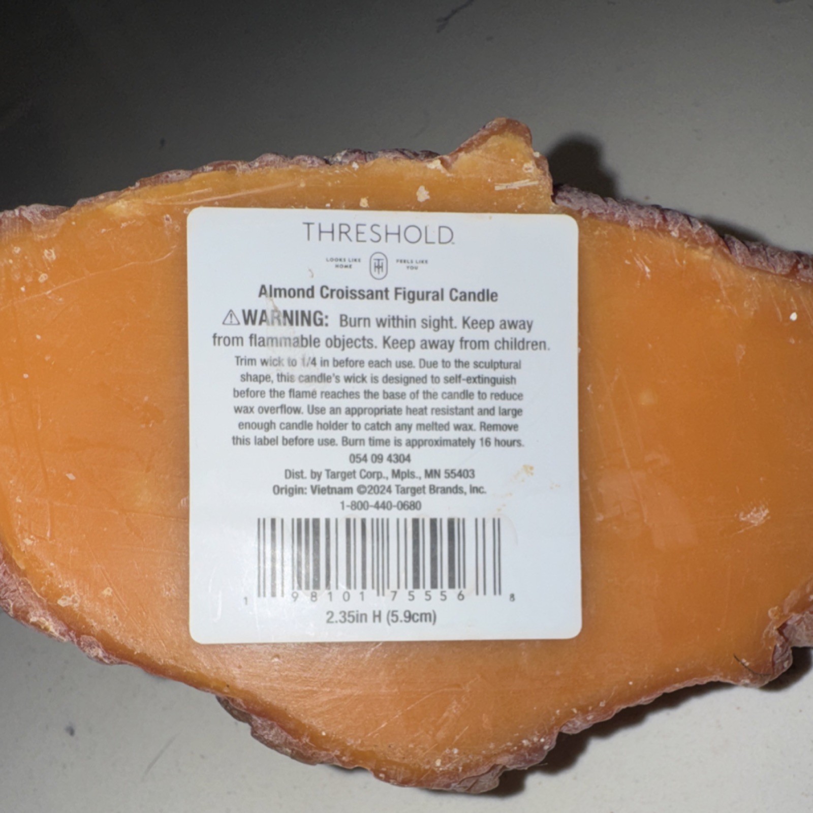 Threshold Almond Croissant Scented Figural Croissant Candle 2.35in Decorative