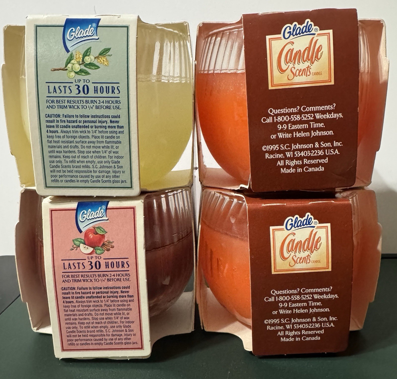 NOS/HTF! Glade Scents Bayberry/Peach/Apple Cinnamon Candles~4 oz~Canada and USA