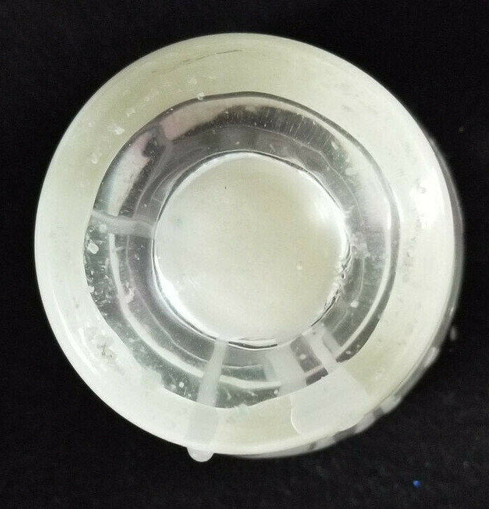 Vtg Handcrafted Wax Crystals Sparkle Candle in 1950’s Etched Glass – 3-1/2″ #2
