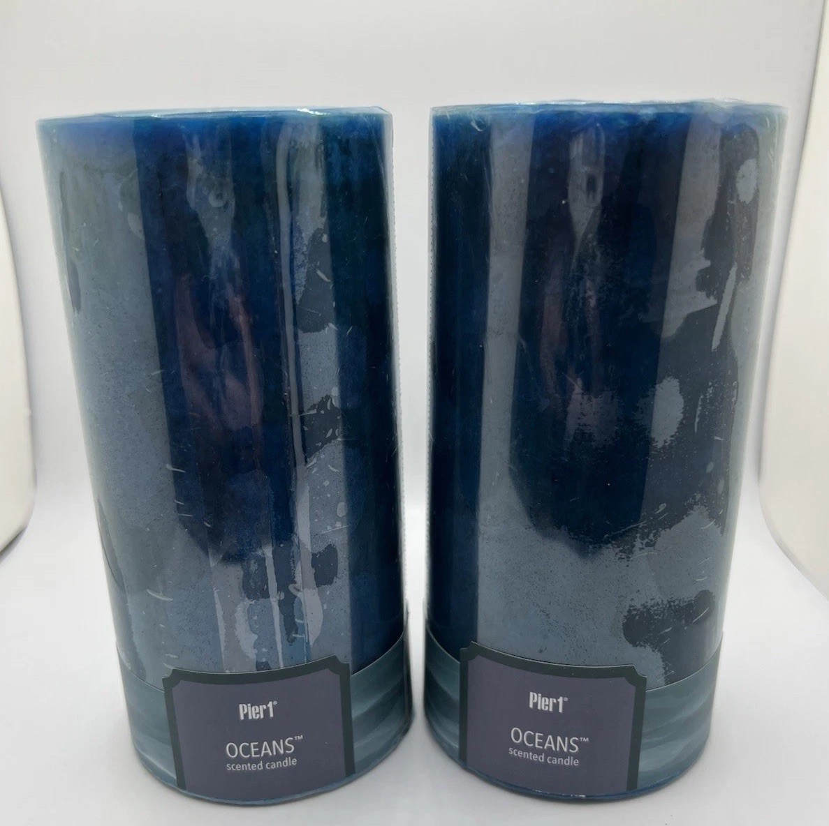 Set Of 2 Pier 1 Imports OCEANS Scented Pillar Candle 3×6 •NEW• Sealed• D/C