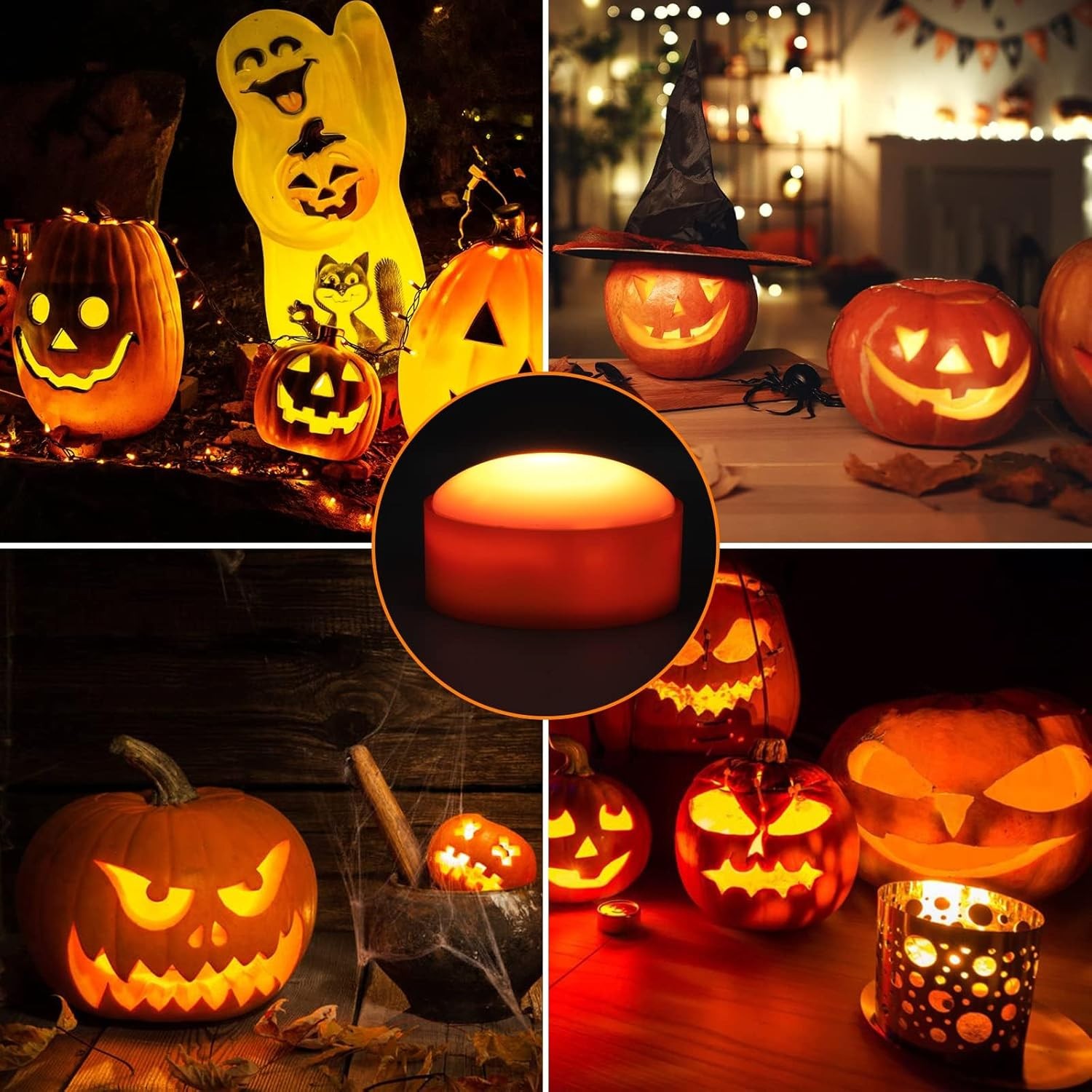 Litake Halloween Jack-O-Lantern Lights, Dimmable RGB Color Changing 3 pack