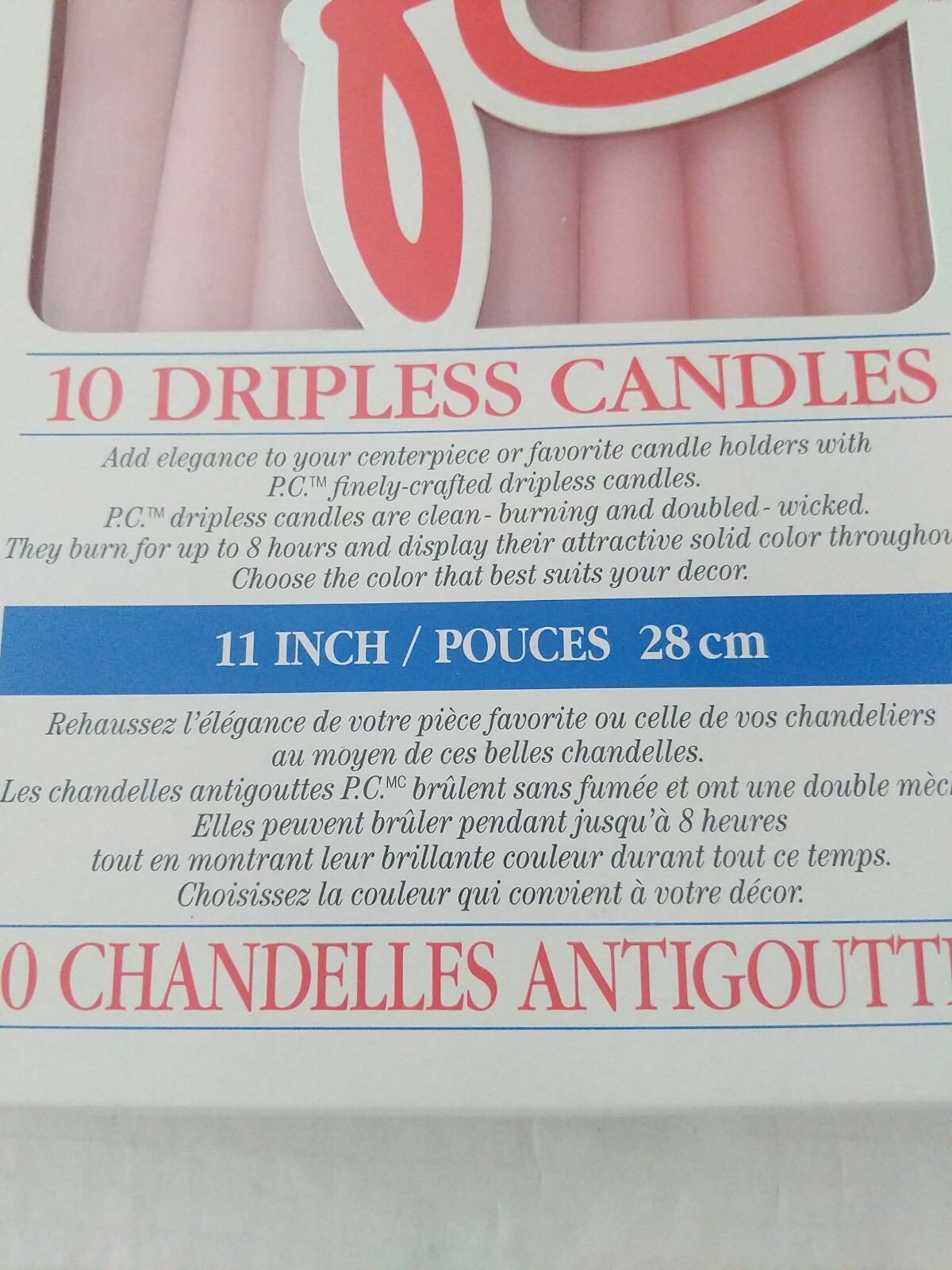 Box Of 10 Pink Dripless Candles President’s Choice, New 11 In, Toronto, Canada