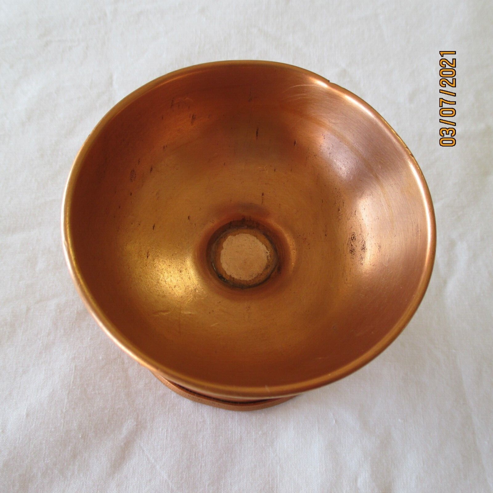 Copper DIYA Diva Butter Lamp Puja ARATI From INDIA HUGE Diya POOJA Prayer WIDE