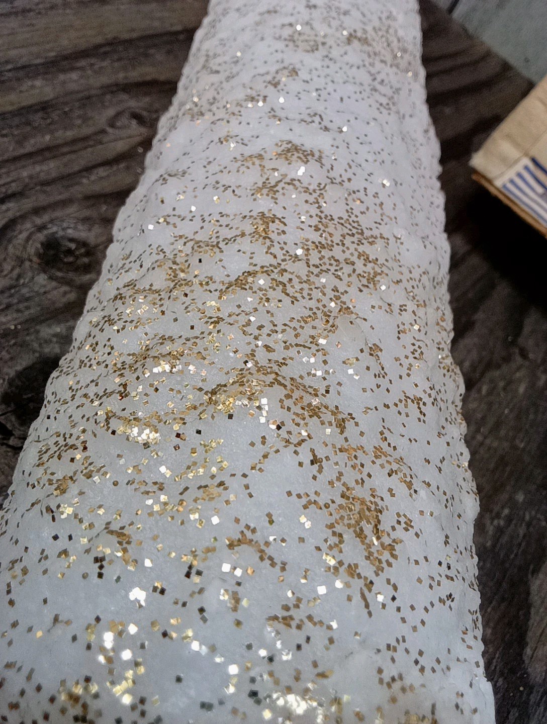 RIDICULOUSLY RARE! 21X 4″ VTG NEW UNUSED GLITTERED TEXTURED FREESTANDING CANDLE!