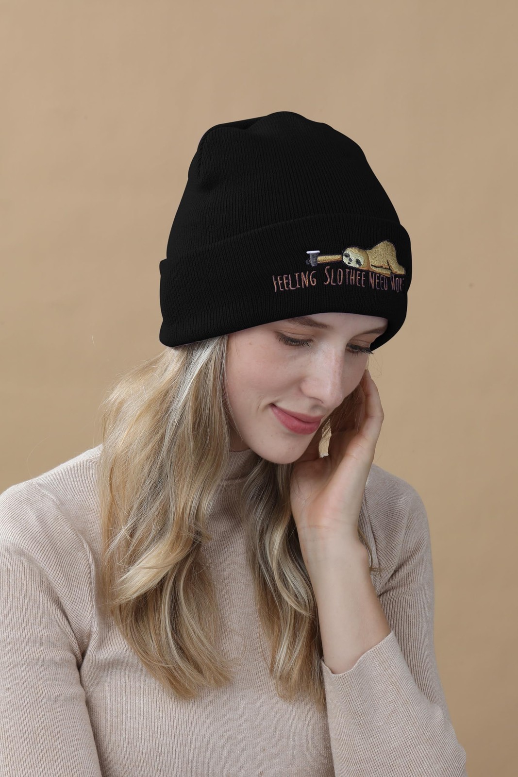 Sloth Gifts Hat Beanie For Women Men Coffee Lover Funny Cute Accessories