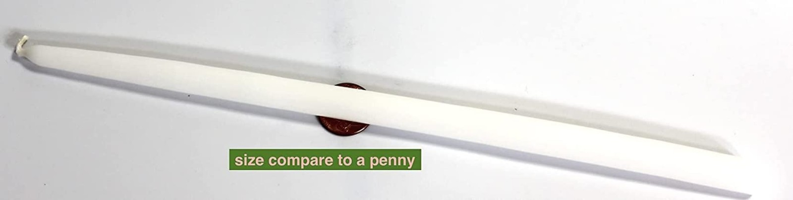 (10in Tall x 1/2” Diameter) White Hand Dipped Skinny Taper Candles, Set of 12
