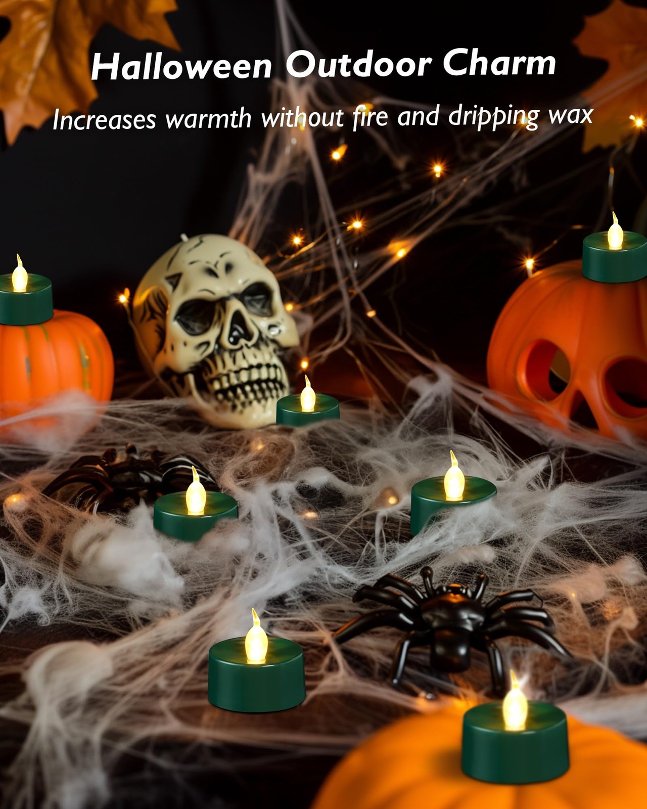 Green LED Candles, 24 Pack Tea Lights Candles Battery Operated, Flameless Tea…