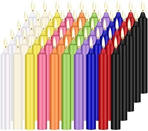 YOROXRG 100 pcs Spells Chime Candles Unscented Assorted Colors Mini Taper Candle