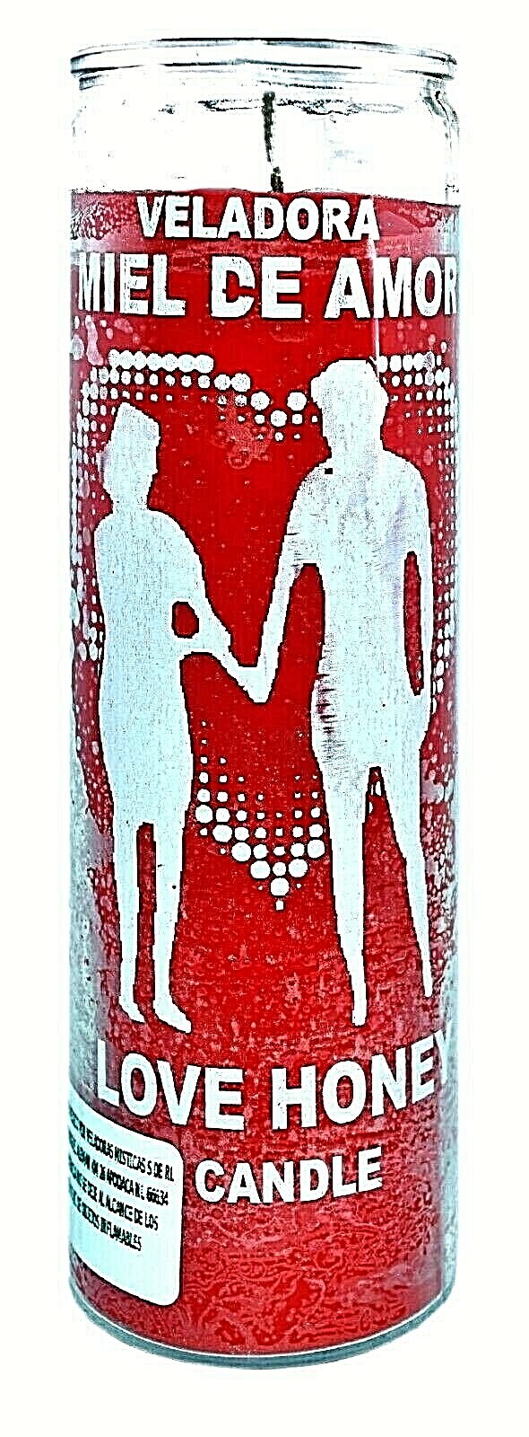 CANDLE LOVE HONEY RED -MIEL DE AMOR ROJO UNSCENTED -BURNS 120 HOURS