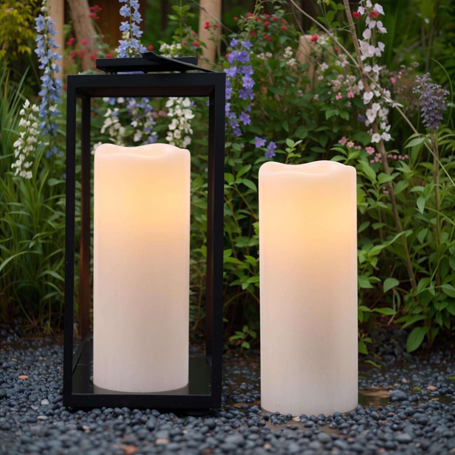 2 Velas LED Grandes Exterior 10×4 Pulg Impermeables con Control Remoto