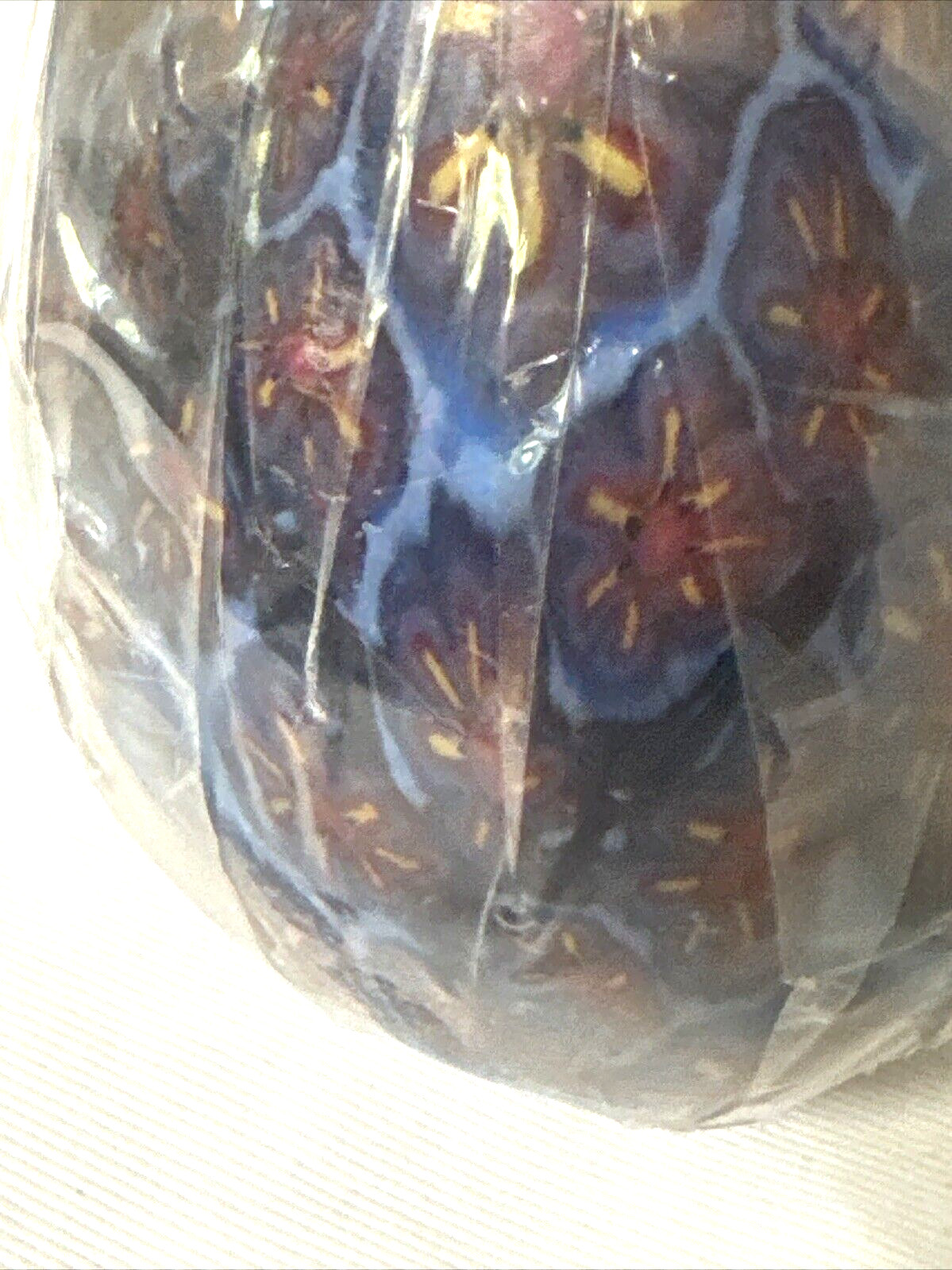 Vintage SWAZI Wax Candle Handmade in Swaziland Egg Shaped Red/Blue Flowers 5.5”
