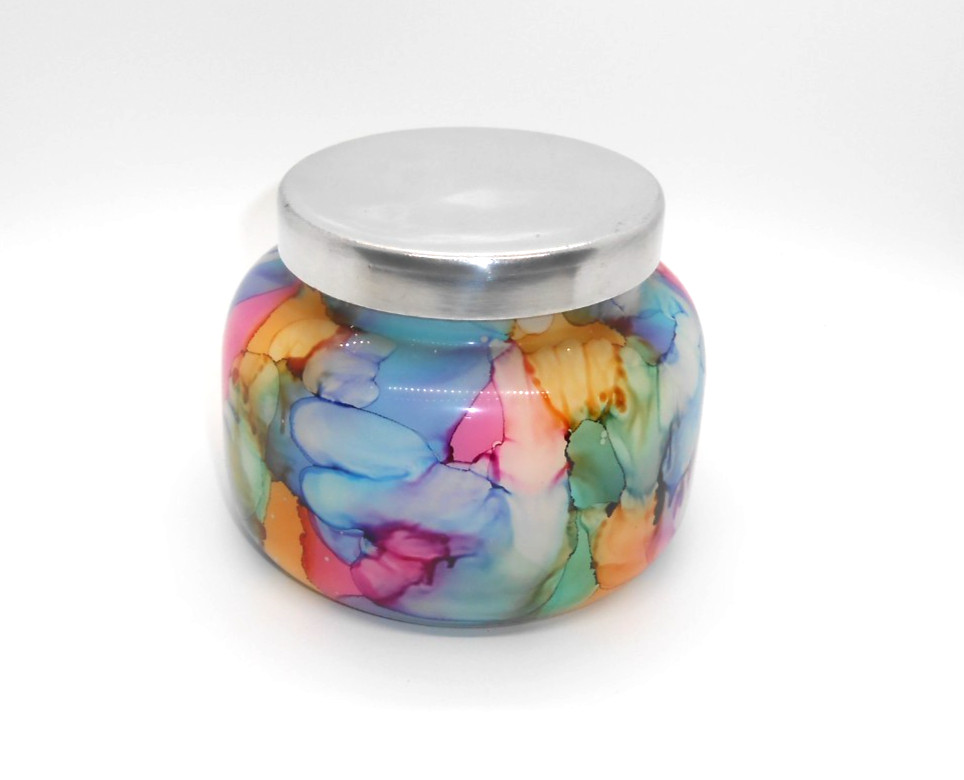 Capri Blue Volcano Rainbow Watercolor Jar Candle 19 oz