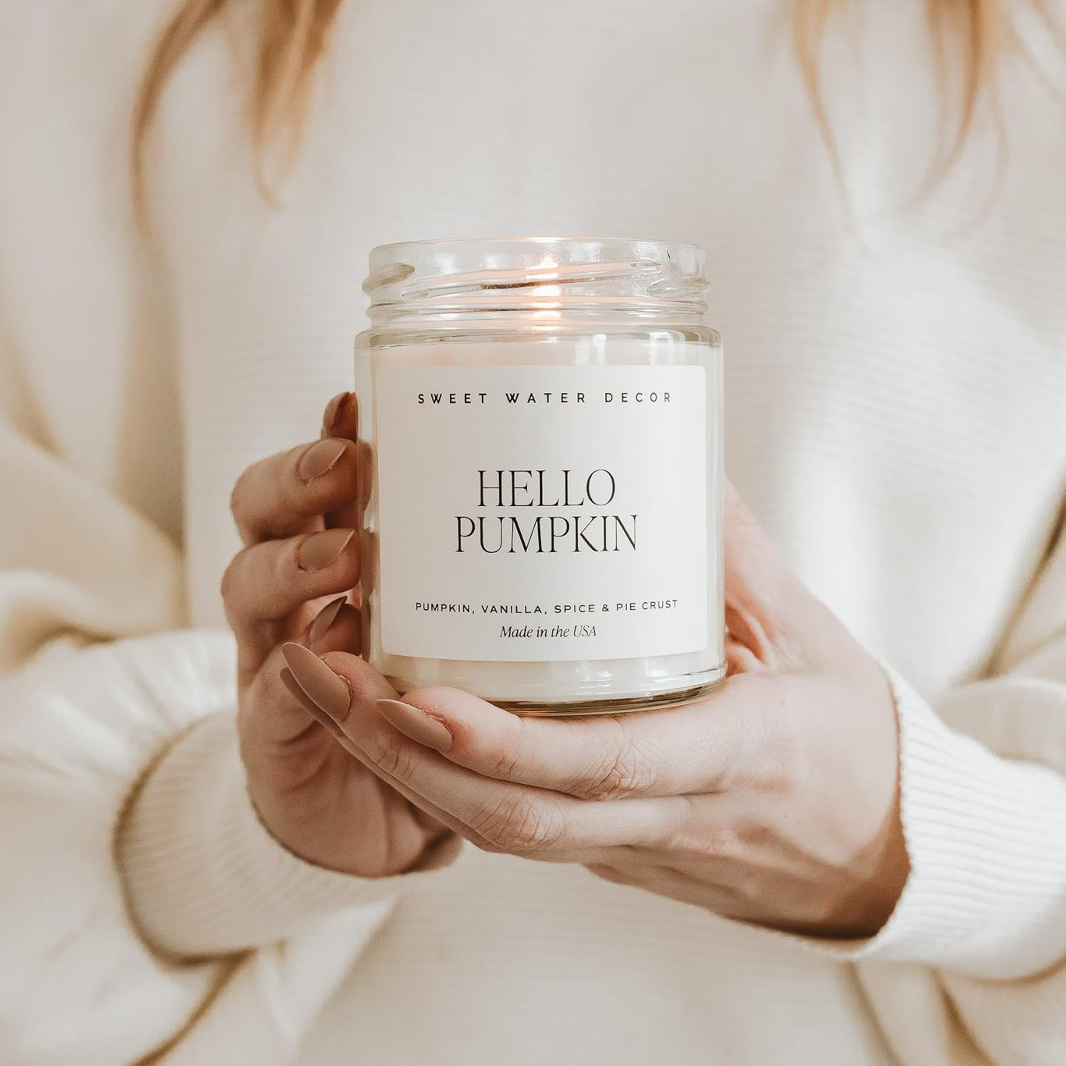 Hello Pumpkin Candle – Fall Soy Candles with Pumpkin, Warm Spices, Vanilla and B