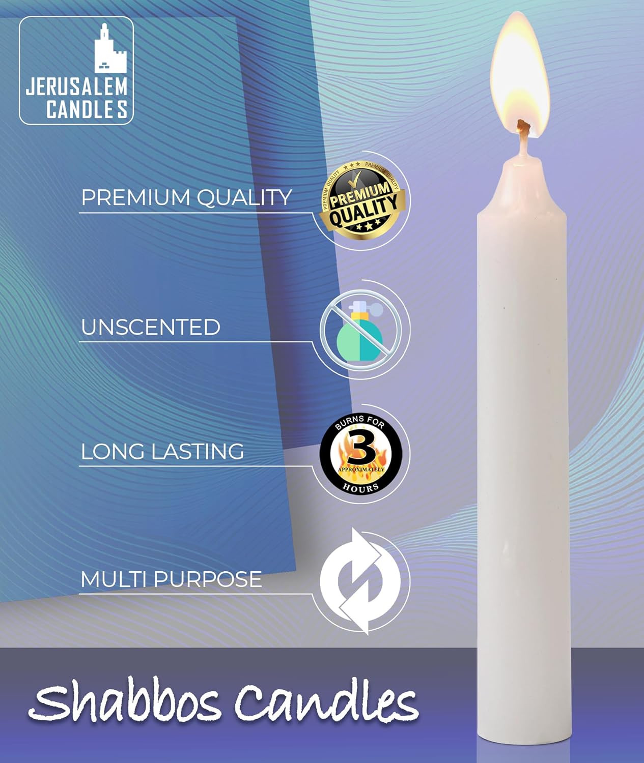 – Traditional Shabbos Candles – 3 Hour – 2-Pack X 72 Candles (144 Candles)