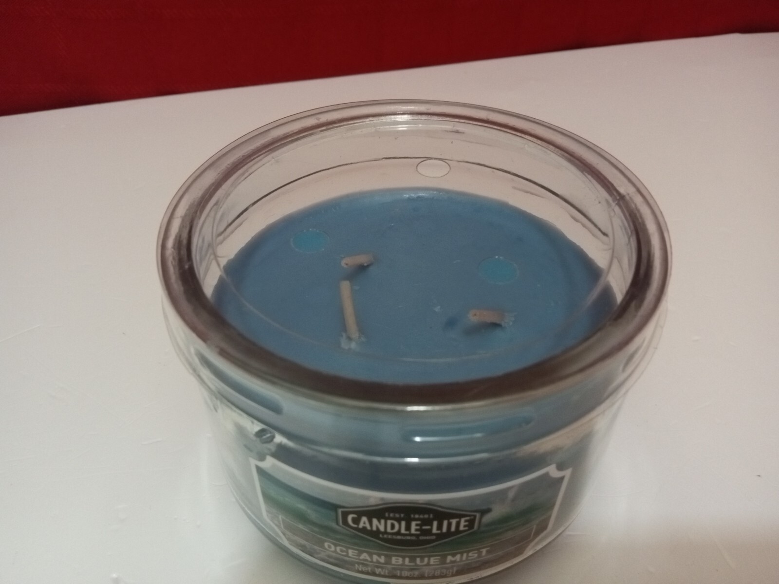 CANDLE-LITE Ocean Blue Mist Scented 20-40Hour Burning Candle Jar 10 Oz 1 Count