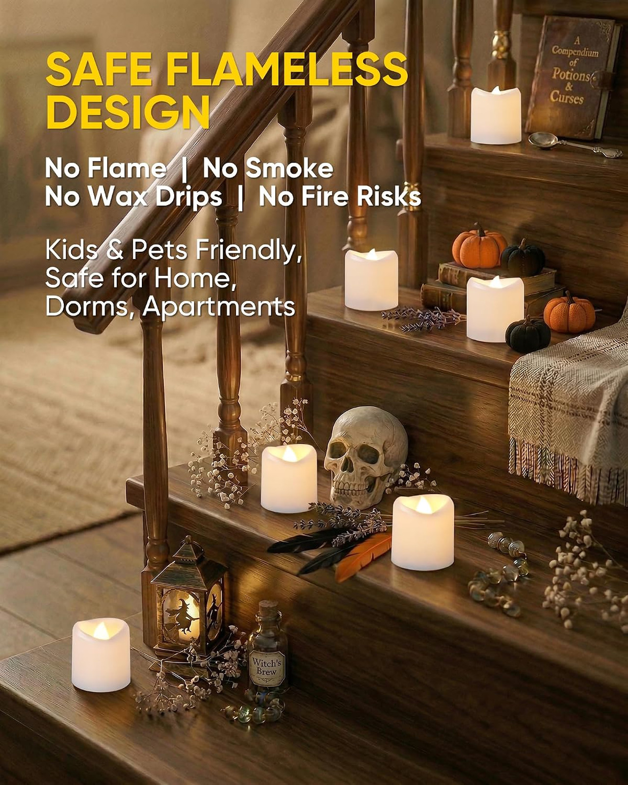 White LED Flameless Votive Tealight Candles, Warm White, 1.5″x1.6″, 24 Pack