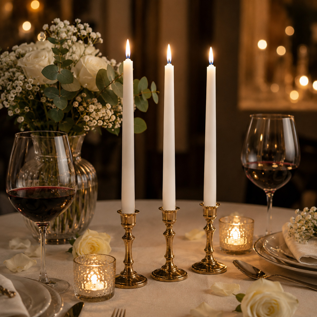 Taper Candles 6″, Set 3 Pcs, 4 Colors, Religious, Ritual, Meditation, Prayer