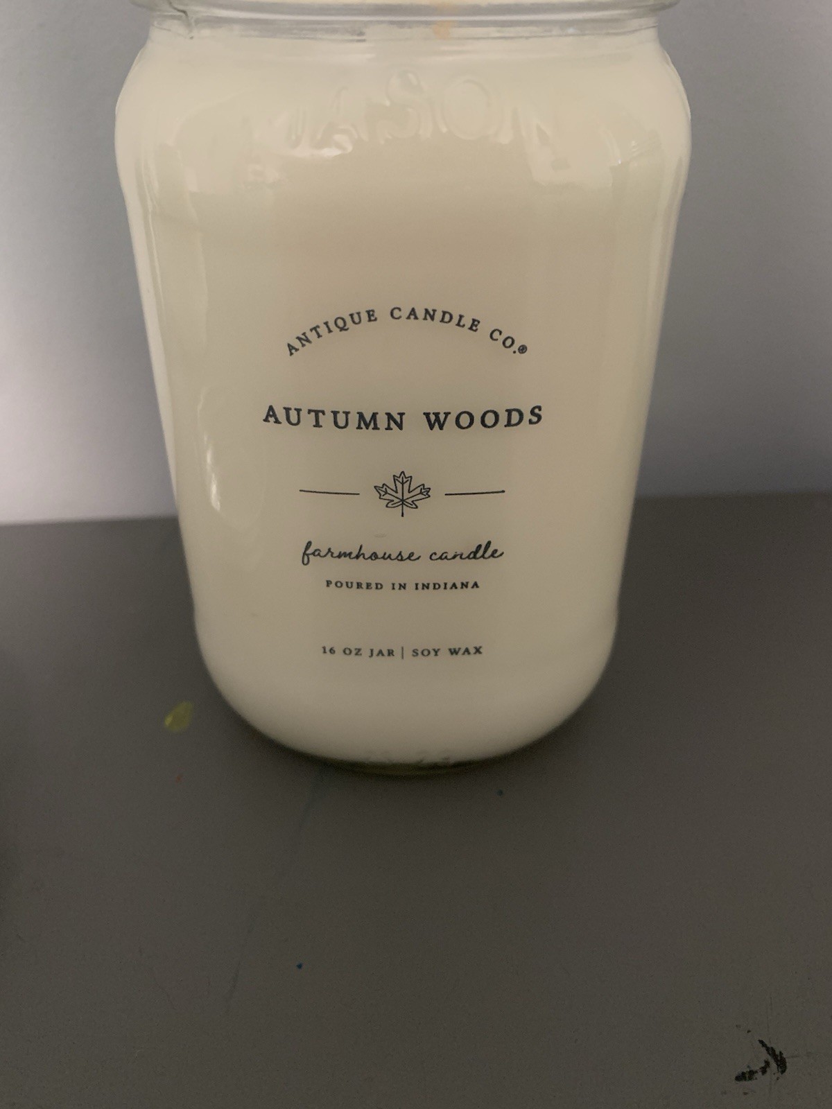 NEW Antique Candle Company 16 Oz Jar Autumn Woods Farmhouse Clean Minimal White